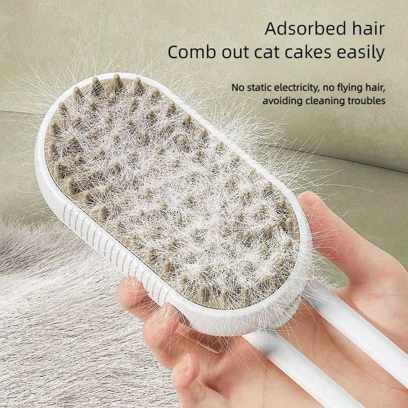 3-in-1 Pet Steam Brush | Steamy Spray, Massage, Hair Removal, Grooming Supplies