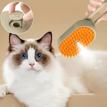 3-in-1 Pet Steam Brush | Steamy Spray, Massage, Hair Removal, Grooming Supplies