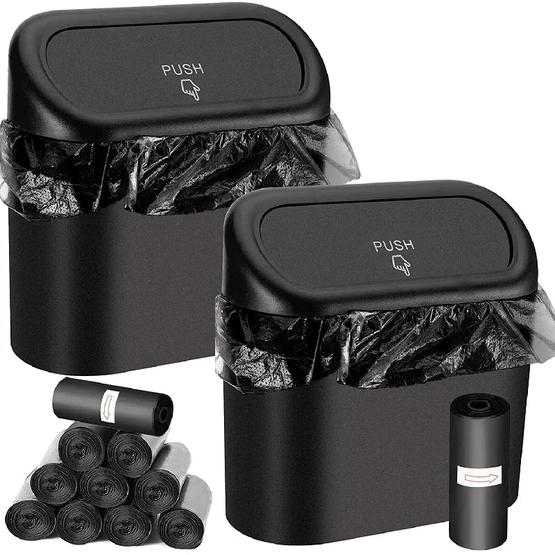 3Pcs Leak-Proof Car Trash Can with Lid | Includes 60 (300) Garbage Bags